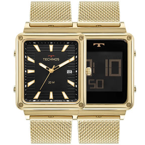 Relógio Technos Masculino Curvas Digiana Dourado