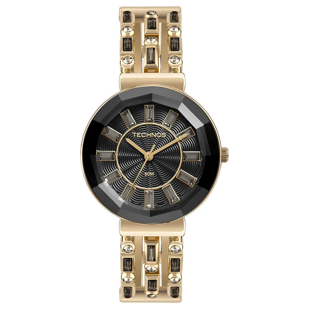 Relógio Technos Feminino Crystal Dourado