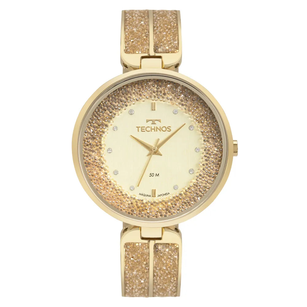 Relógio Technos Feminino Crystal Dourado