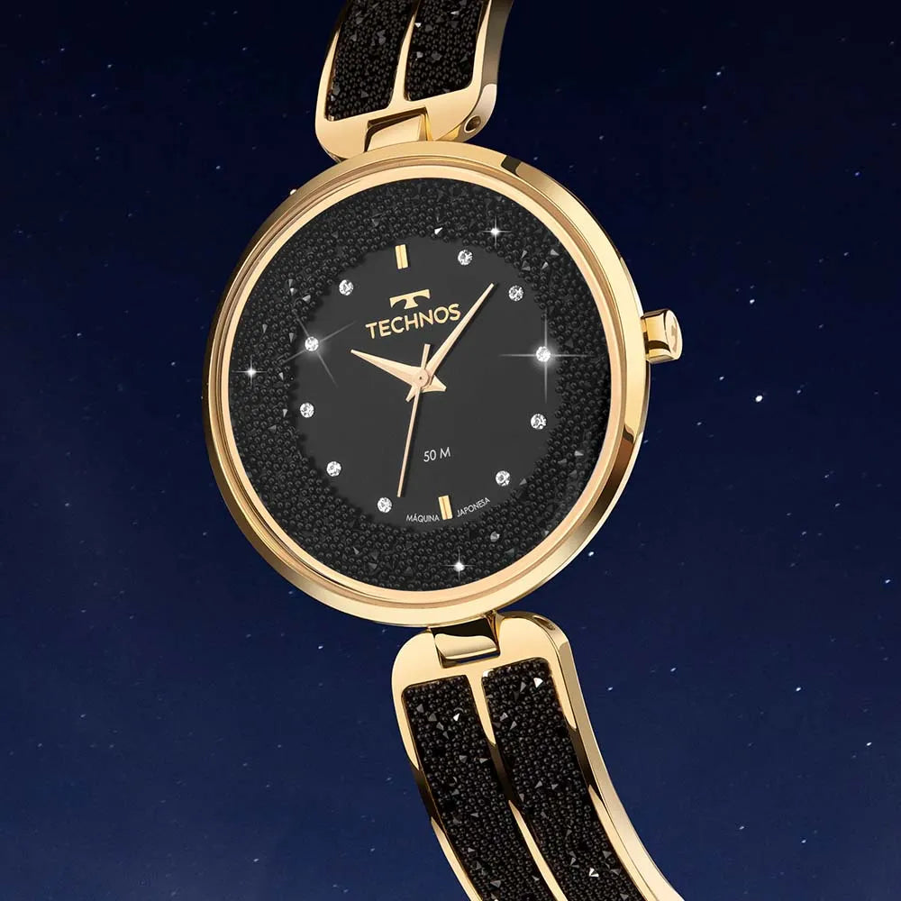 Relógio Technos Feminino Crystal Dourado