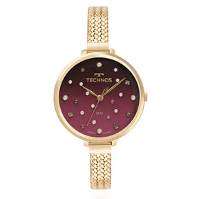 Relógio Technos Feminino Crystal Dourado