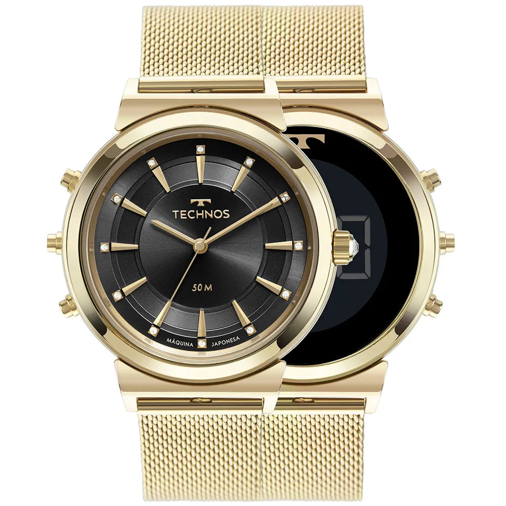 Relógio Technos Feminino Curvas Digital Dourado